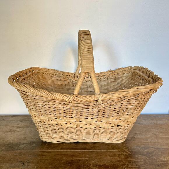 Vintage Rustic Woven Handled Basket | Cottagecore Farmhouse - Picture 1 of 7